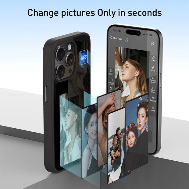 New Designer Luxury NFC DIY Smart E Ink Screen Display Mobile Phone Cases Cover for Fundas iphone 16 15 Promax case 14 13 12 11